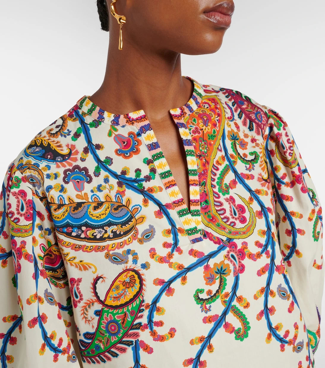 Etro - بلوزة قطنية بطبعة البيزلي