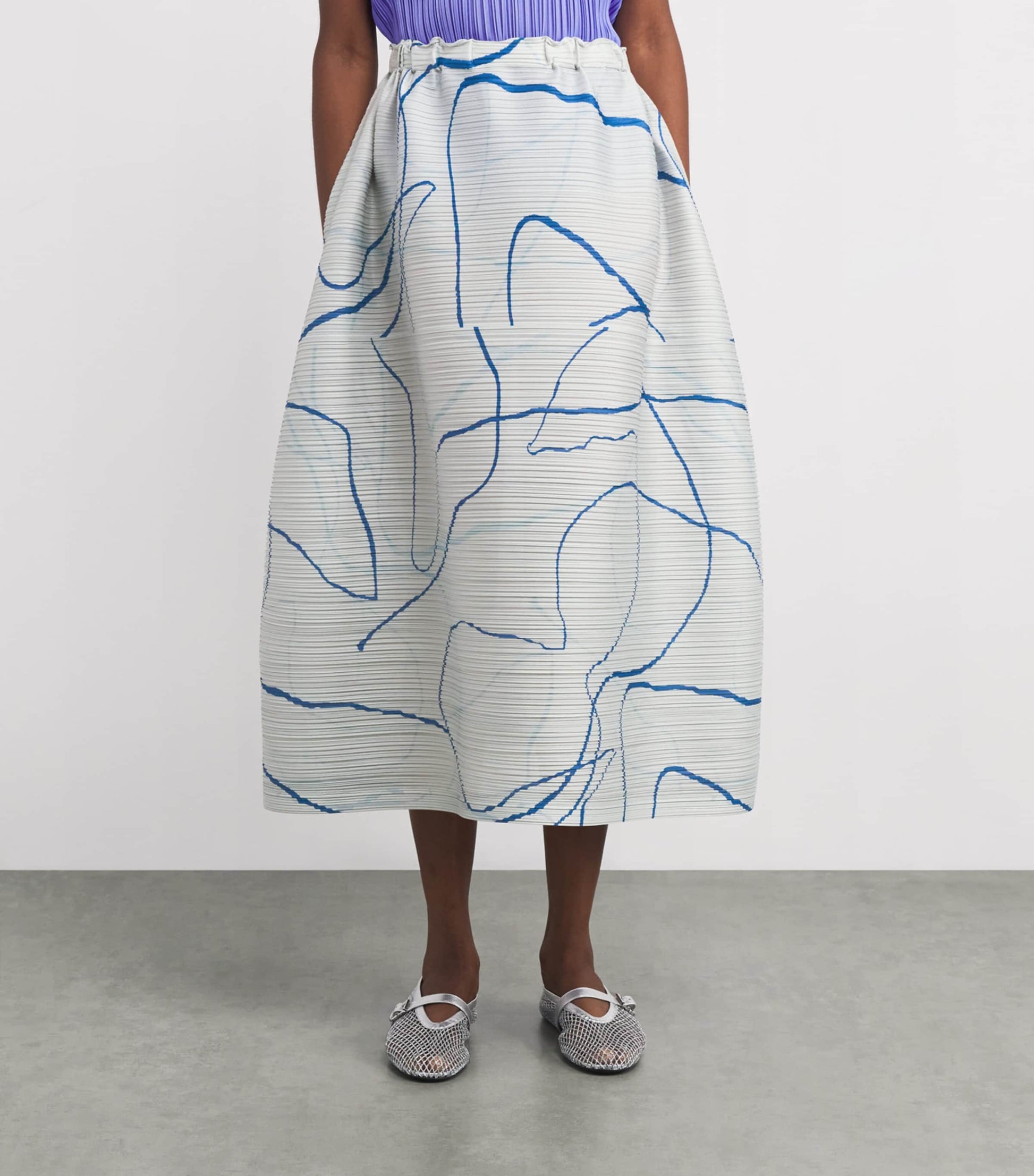 Printed Pause Midi Skirt GREY