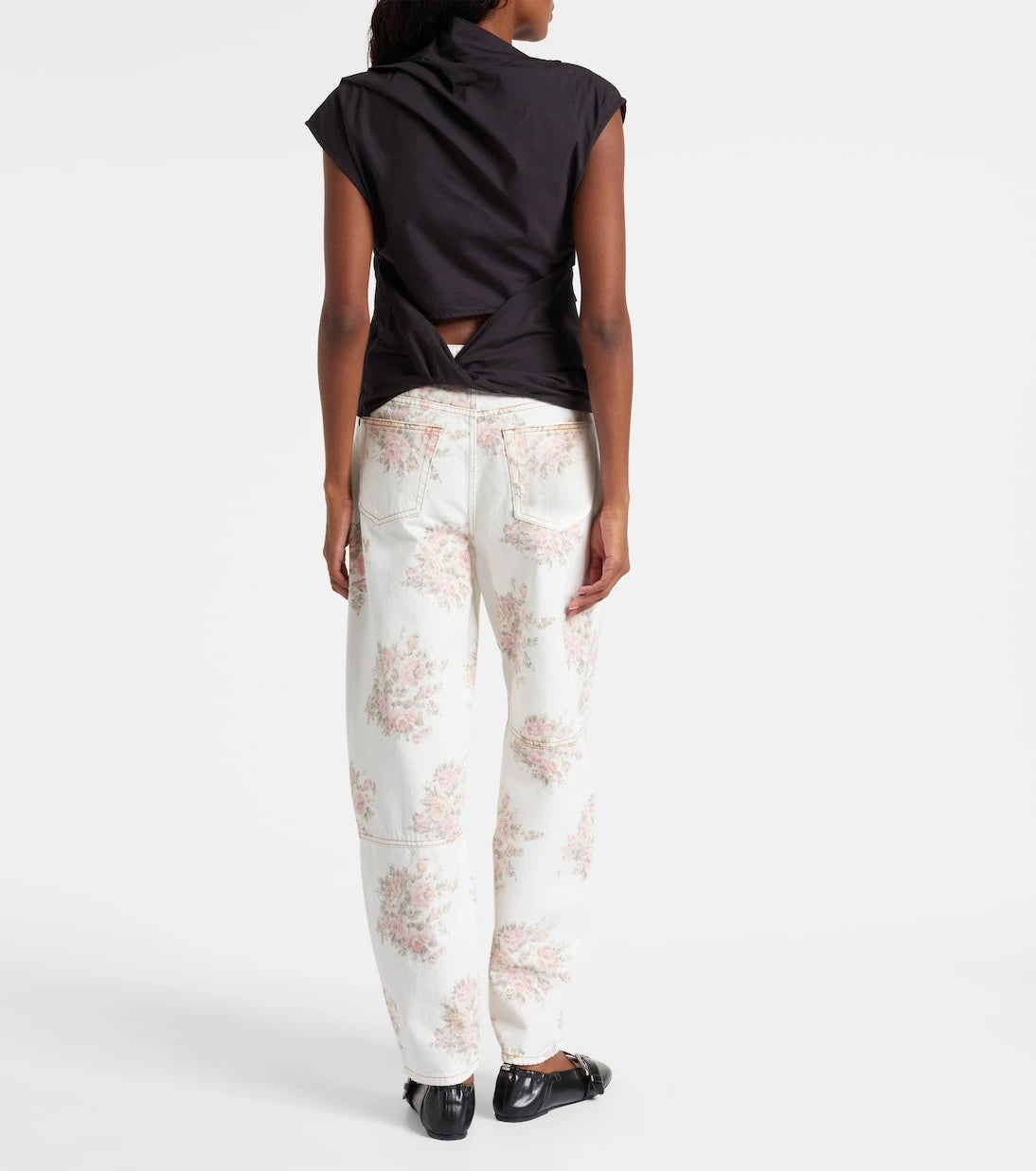 Ganni - Ruched cotton-blend top