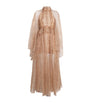 Zimmermann Brown Silk Memento Smocked Flutter Maxi Dress