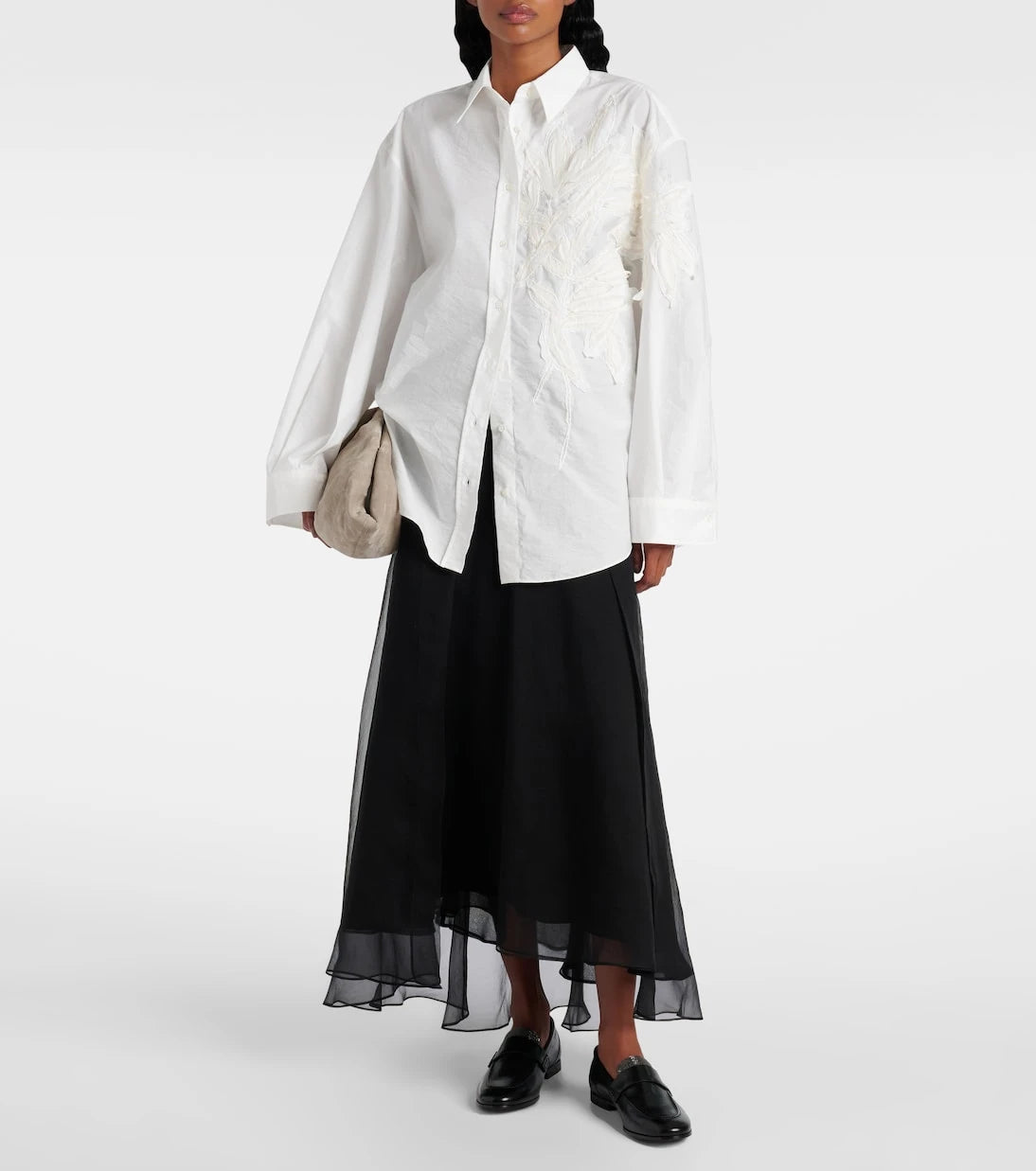 Brunello Cucinelli - Embroidered cotton-blend poplin shirt