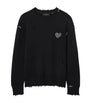 Black Cotton Distressed Theo Sweater