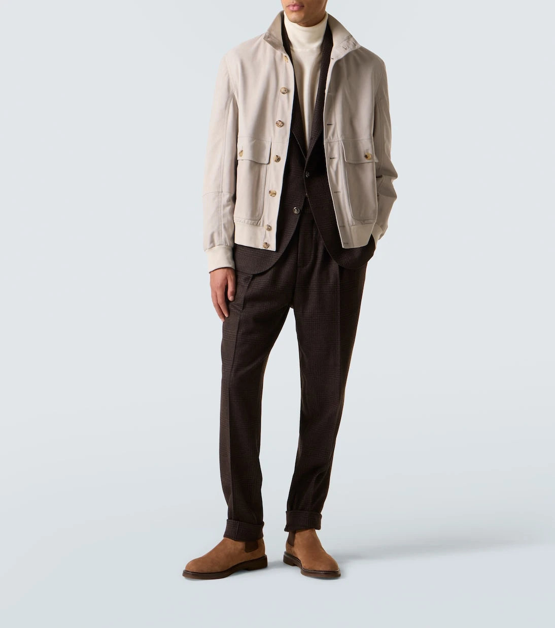 Brunello Cucinelli - Checked wool, cashmere, and silk twill suit