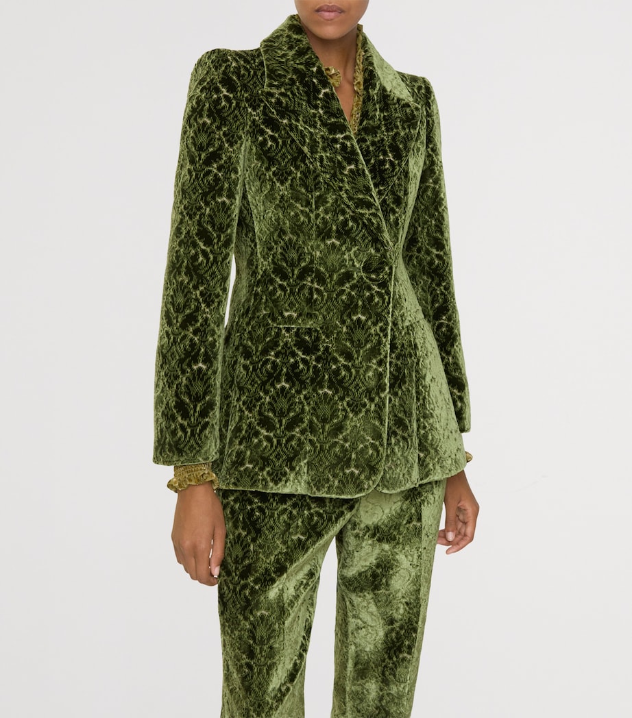 Green Velvet Damask Baroque Blazer