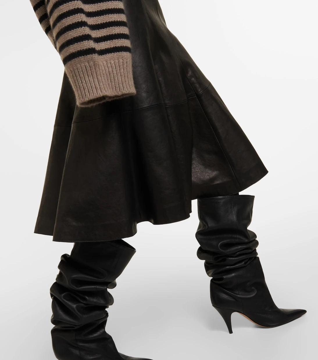 Khaite - The Lennox leather midi skirt