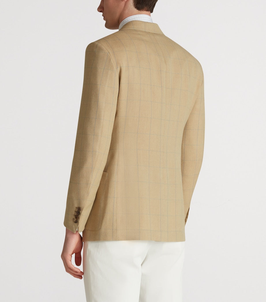 Wool Twill Windowpane Check Bourdon Blazer