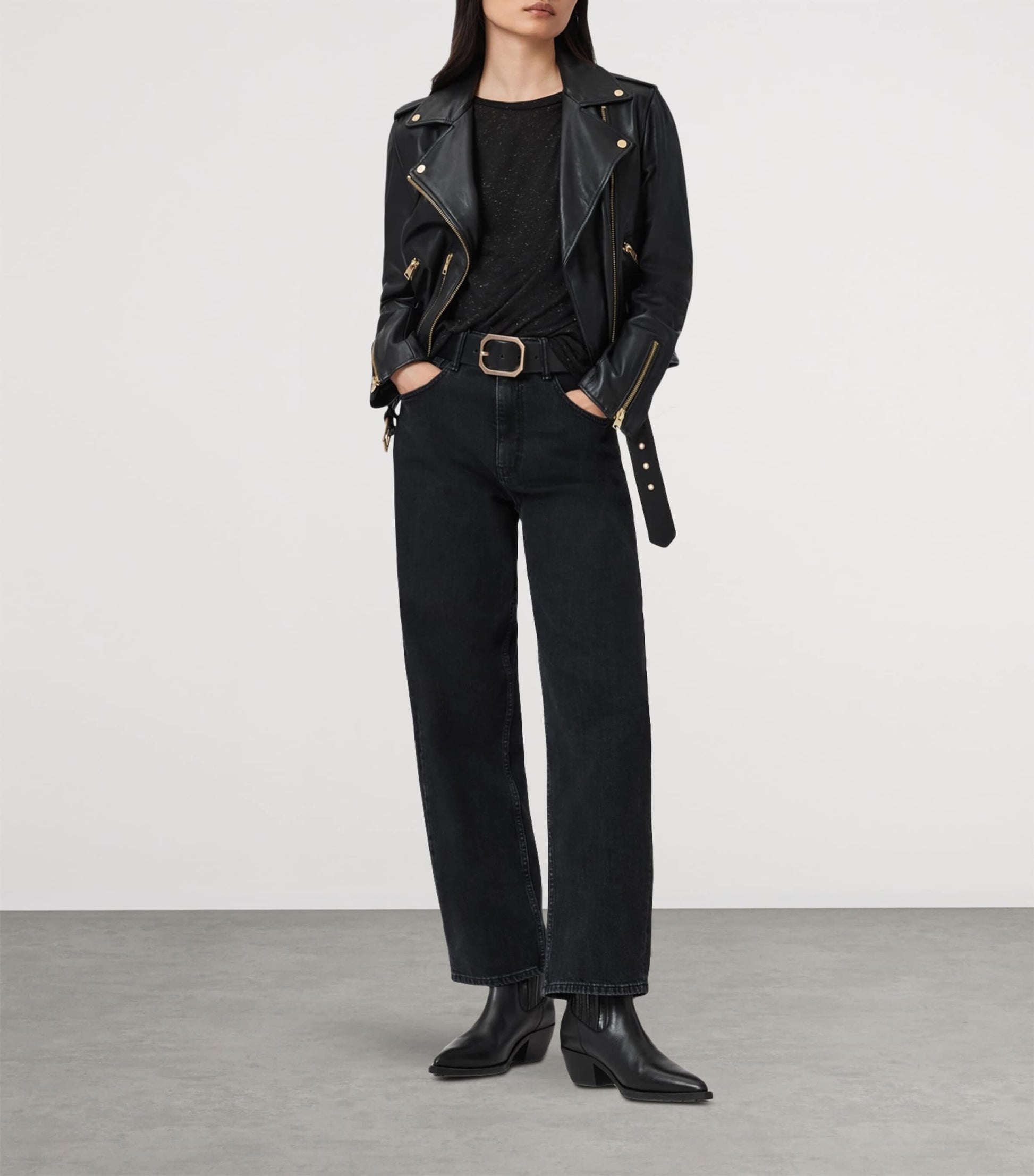 AllSaints Black Anna Shimmer T-Shirt