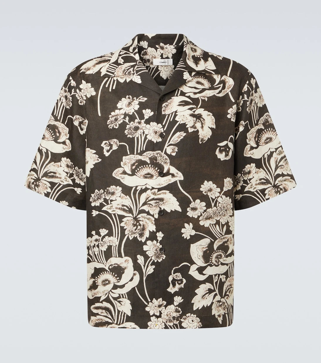 Commas - Floral linen bowling shirt