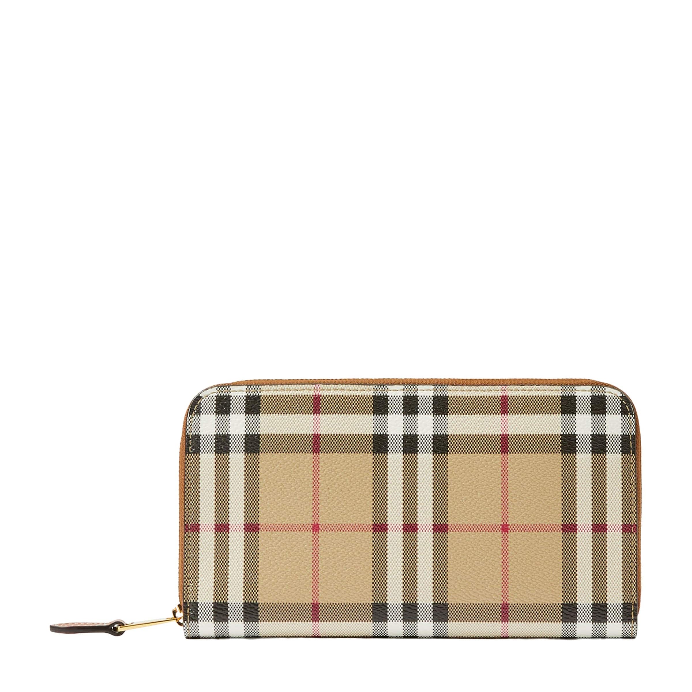 Brown Check Zipped Wallet