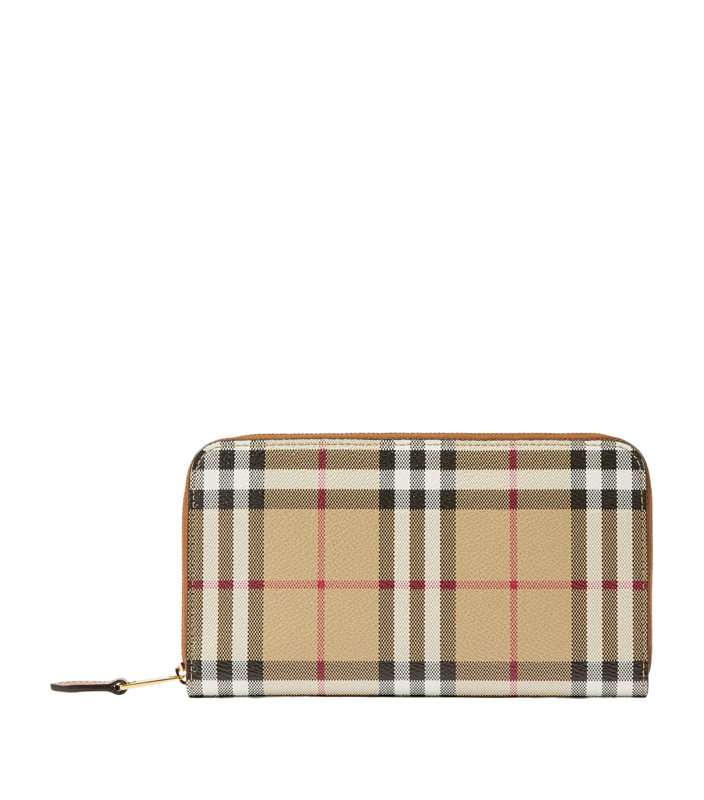 Brown Check Zipped Wallet