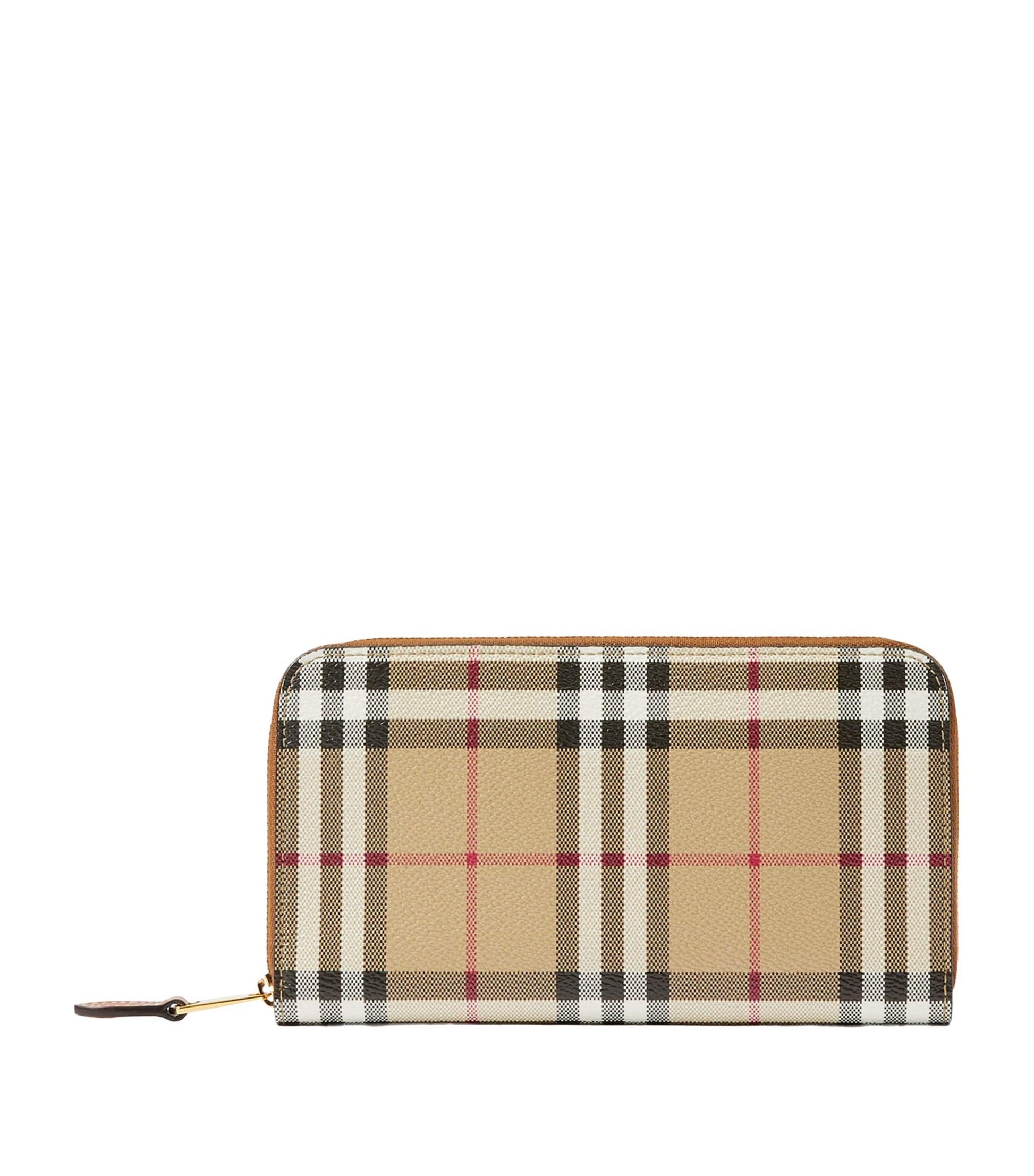 Brown Check Zipped Wallet