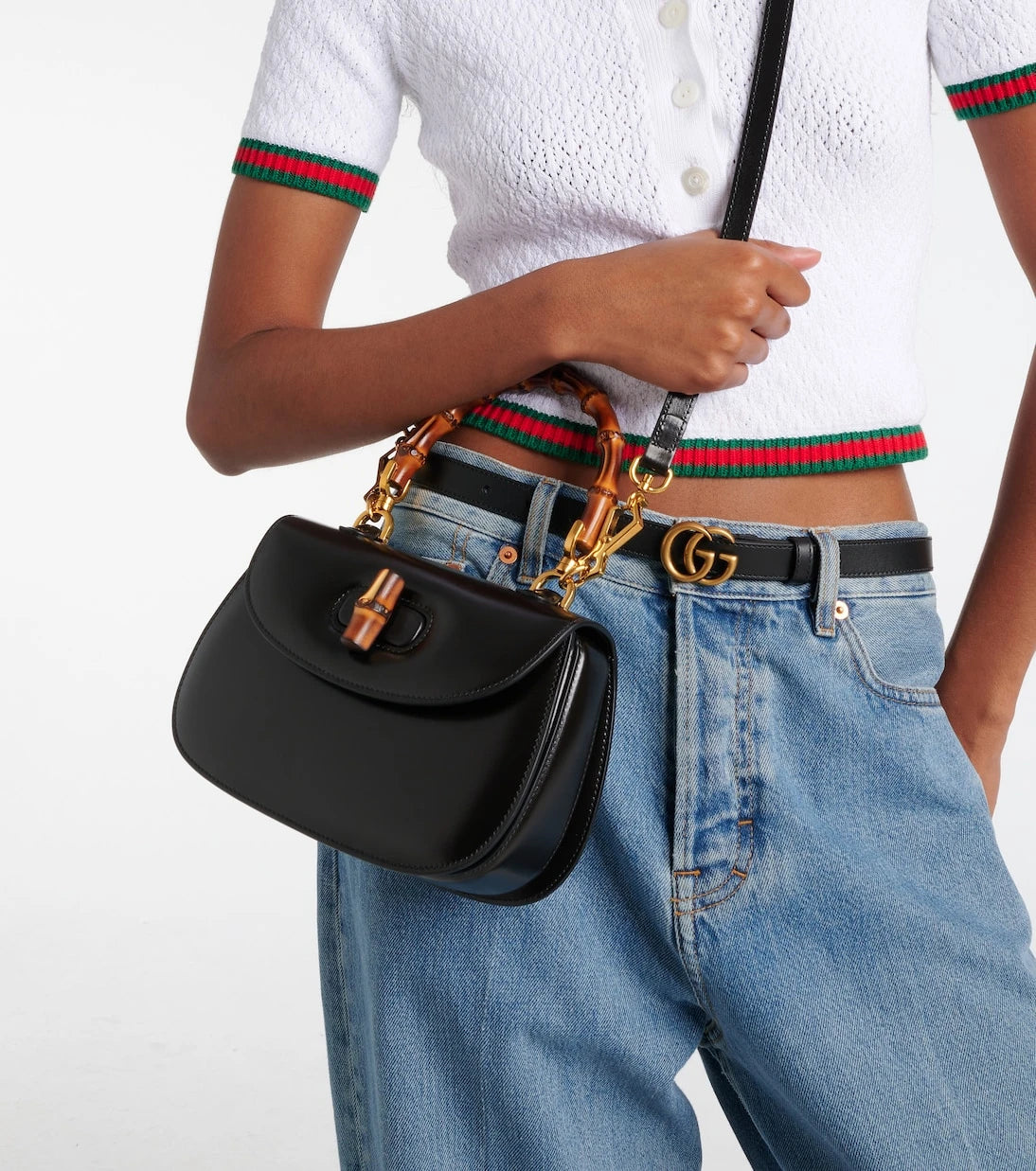 Gucci - Gucci Bamboo 1947 Small leather top-handle bag