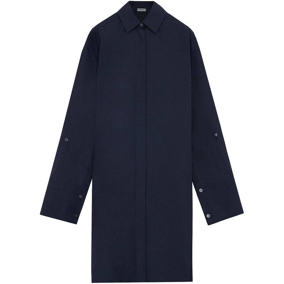 LOEWE Navy Cotton Mini Shirt Dress