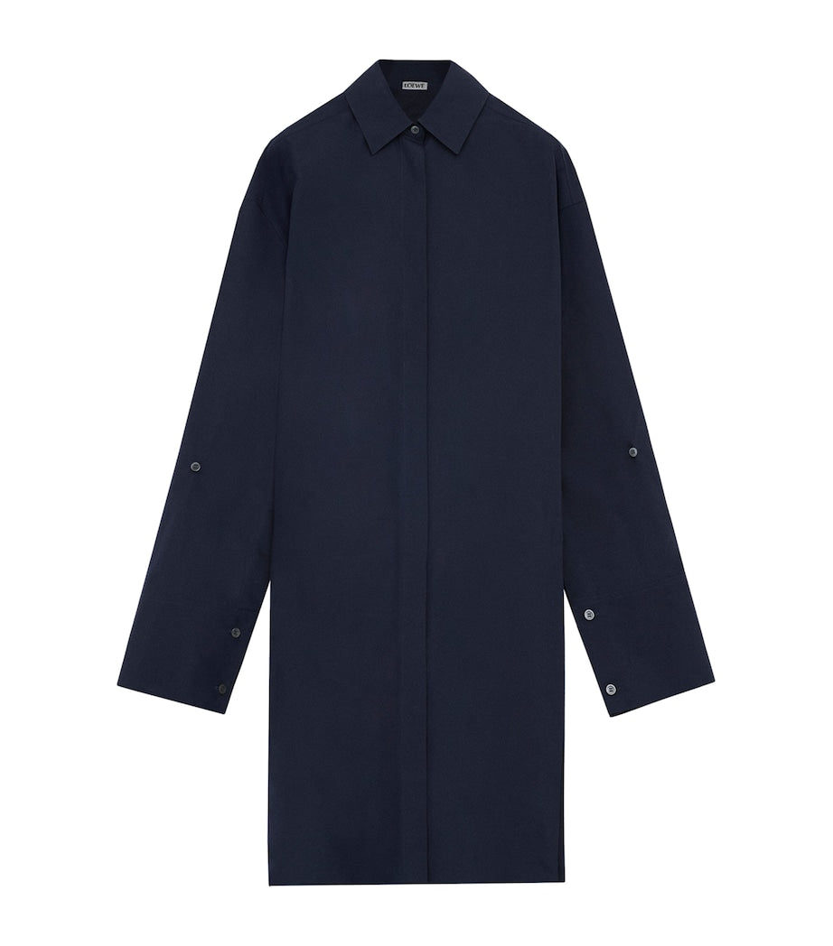 LOEWE Navy Cotton Mini Shirt Dress