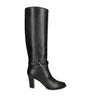 Valentino Garavani Black Leather VLogo Knee-High Boots 75