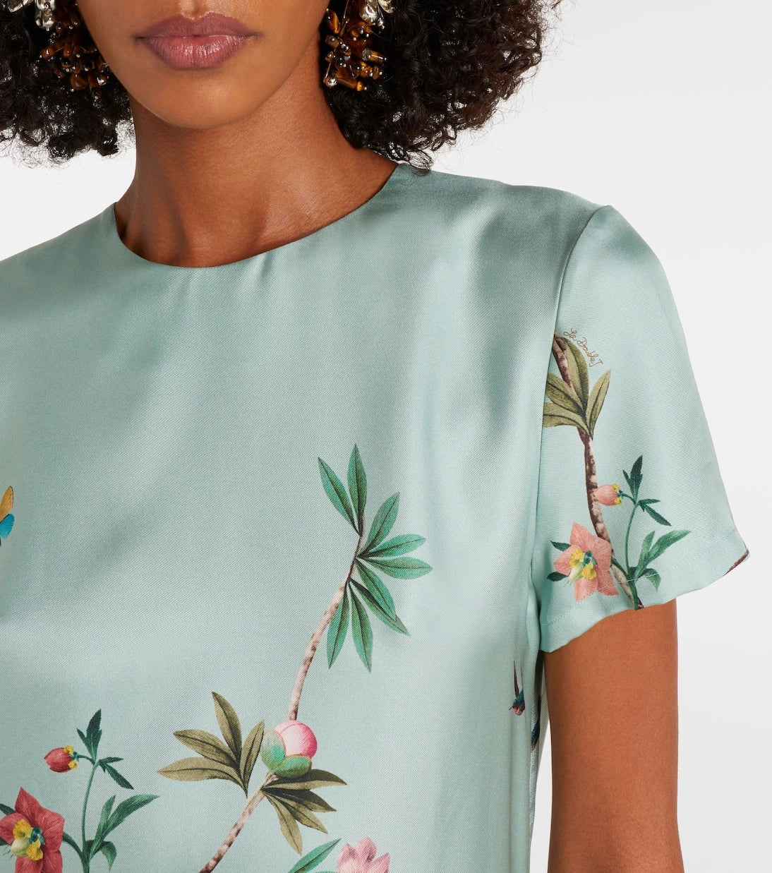 La DoubleJ - Swing feather-trimmed silk twill maxi dress