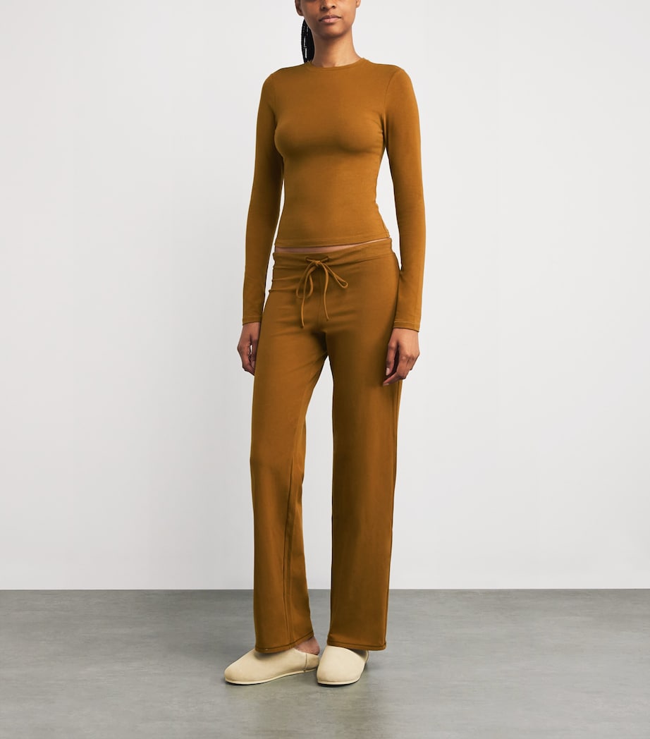 Skims Brown Cotton Jersey Long-Sleeve T-Shirt