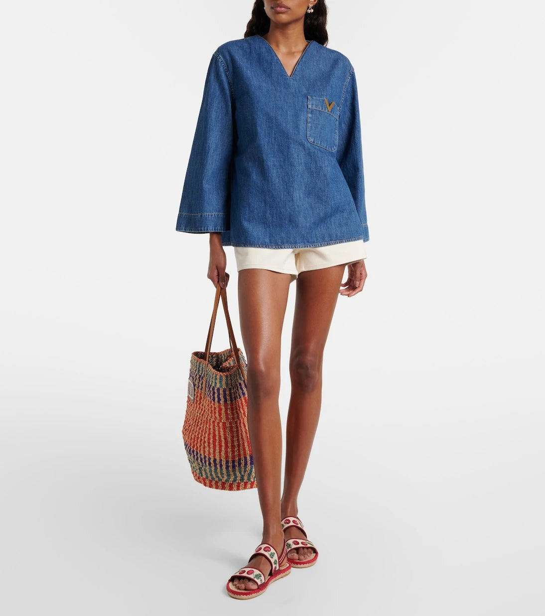 Valentino Garavani - Leather-trimmed espadrille sandals
