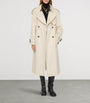 Burberry White Gabardine Fitzrovia Long Trench Coat