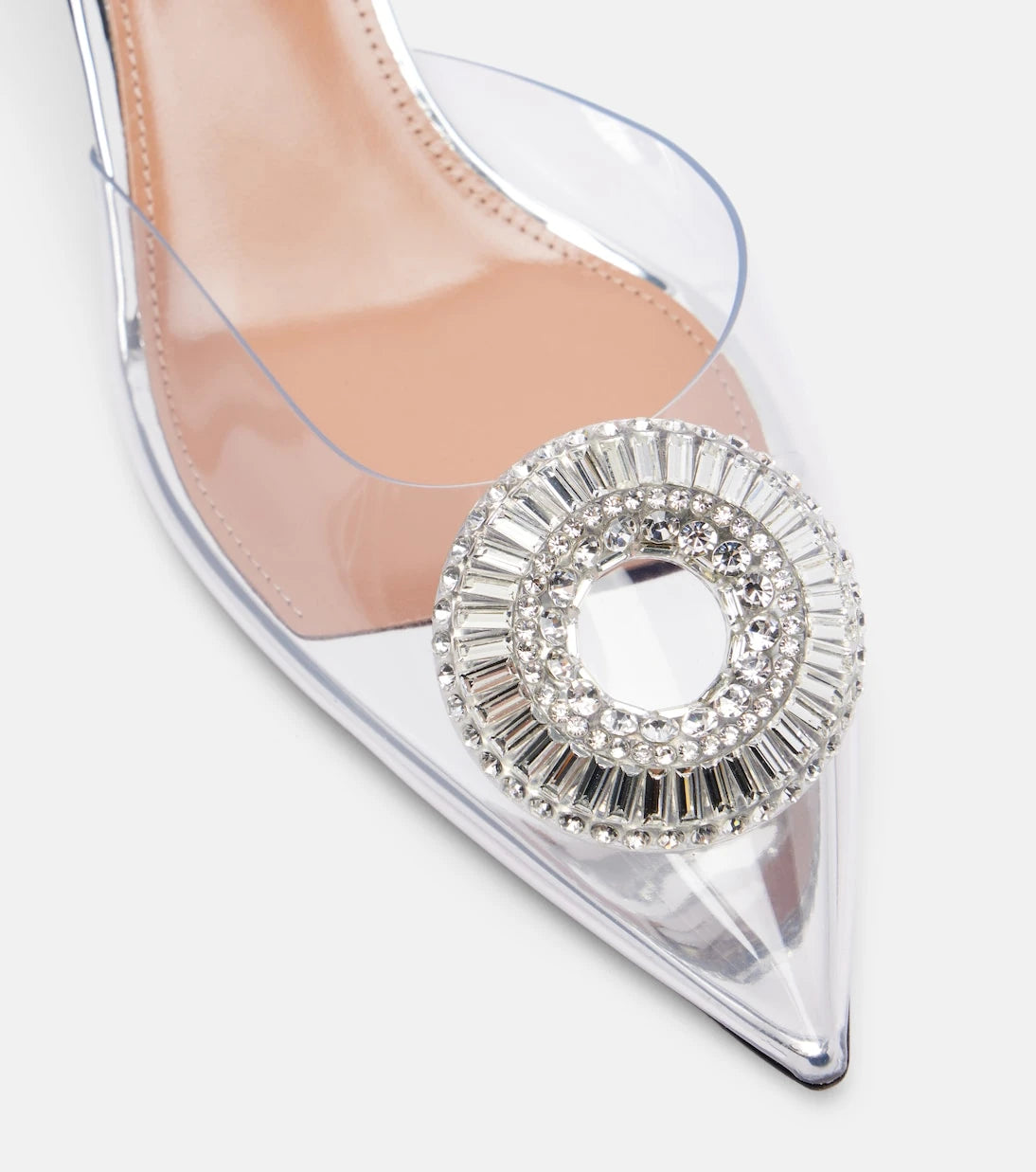 Aquazzura - Crystal Hoop 50 PVC slingback pumps
