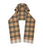 Beige Cashmere Check Hooded Scarf