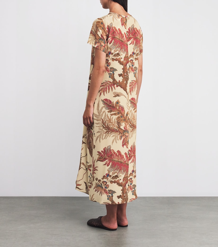 Weekend Max Mara Beige Silk Floral Maxi Dress