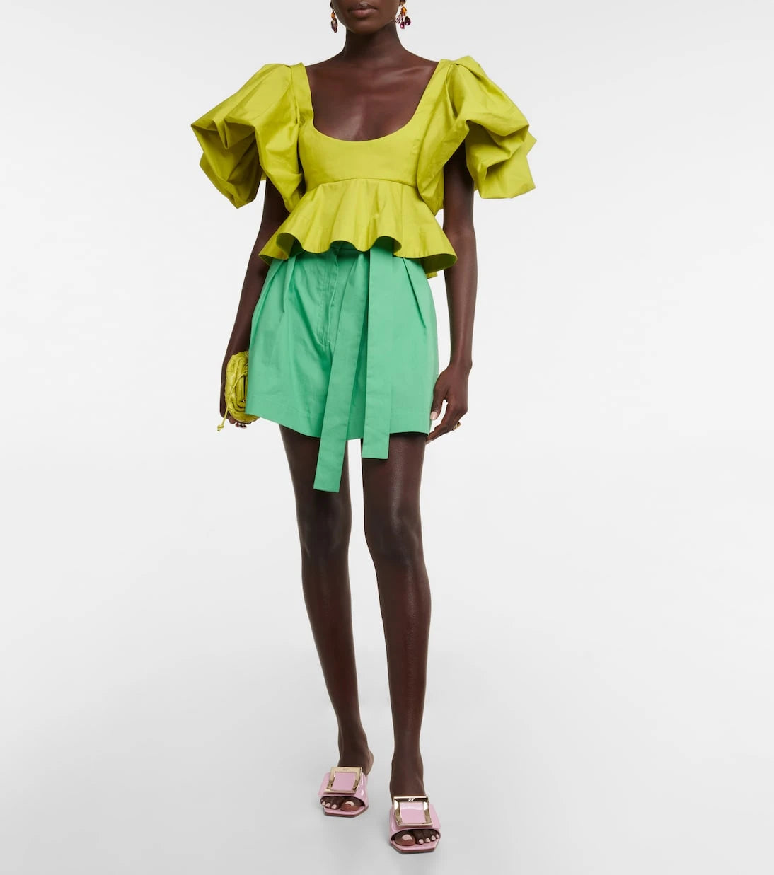 Oscar de la Renta - Peplum cotton crop top