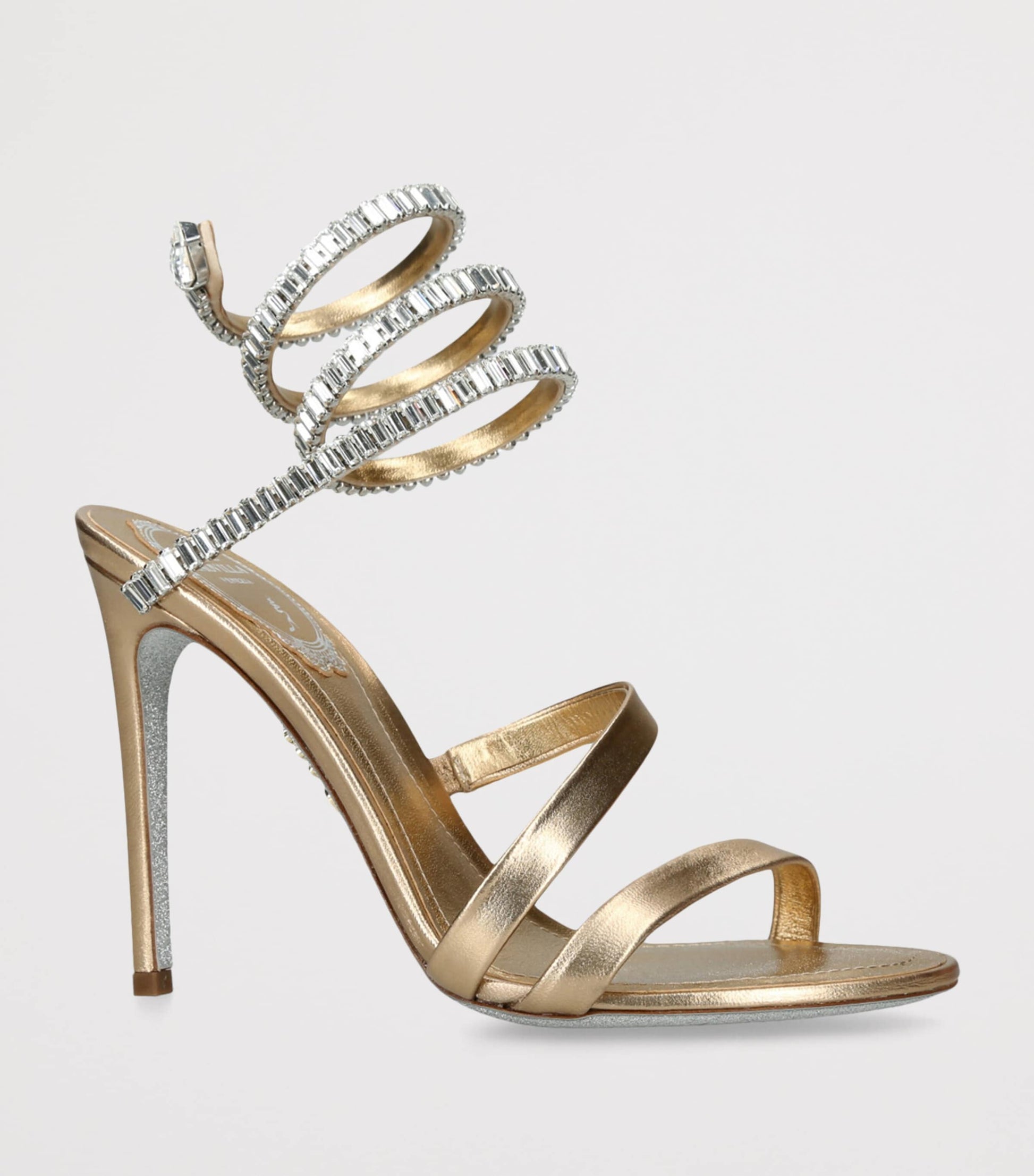 René Caovilla Leather Embellished Crystal Sandals 105