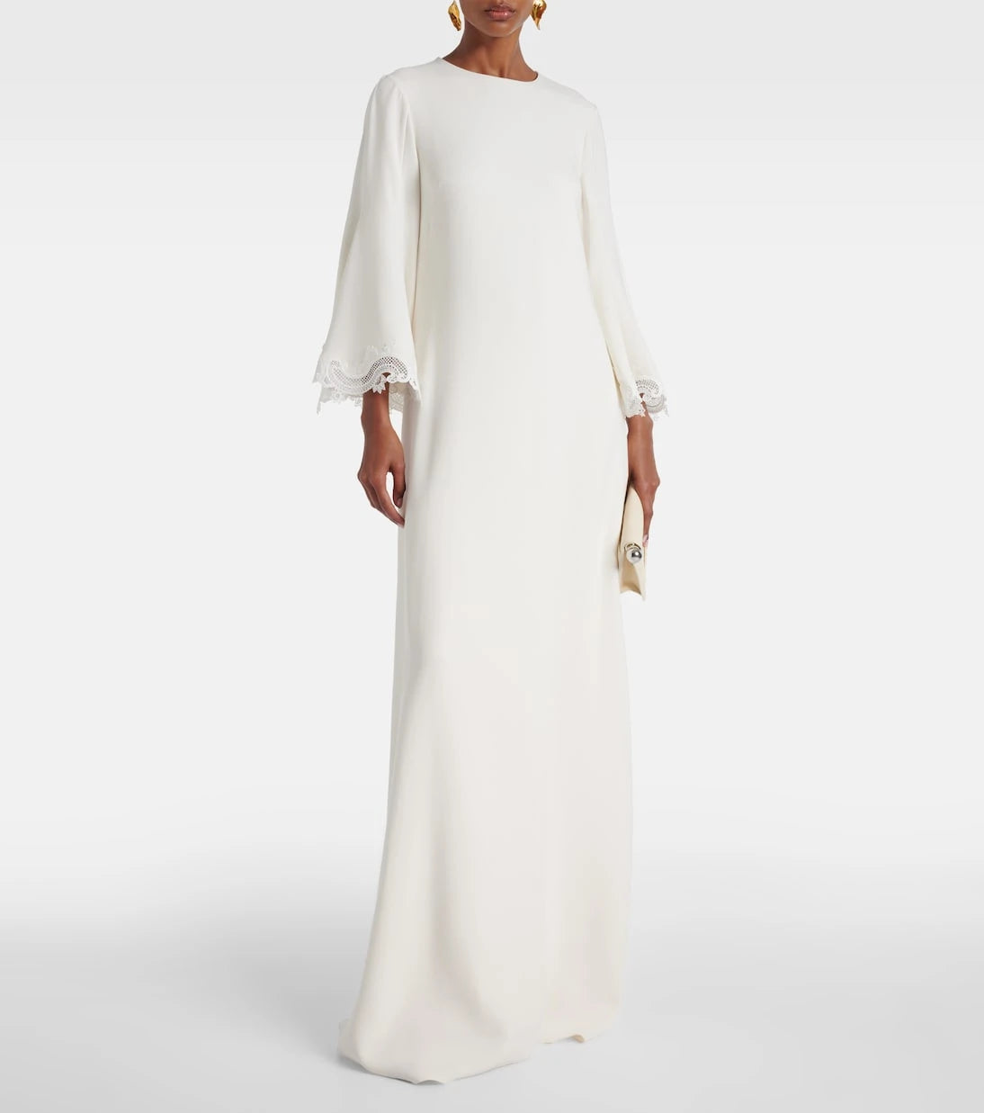 Oscar de la Renta - Lace-trimmed silk-blend georgette kaftan