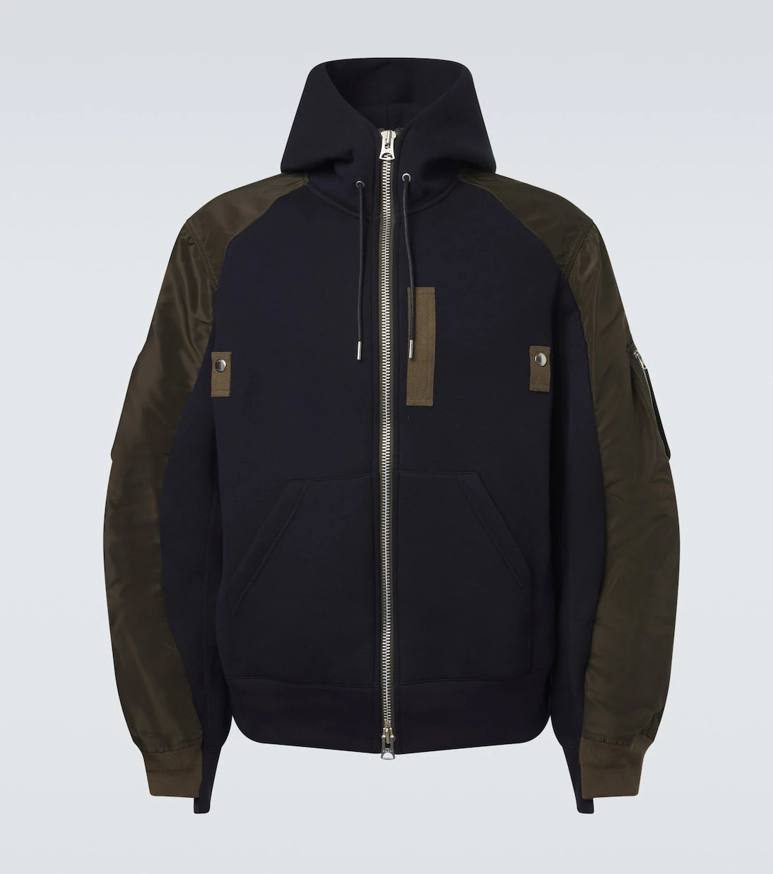 Sacai - Cotton-blend and twill hoodie