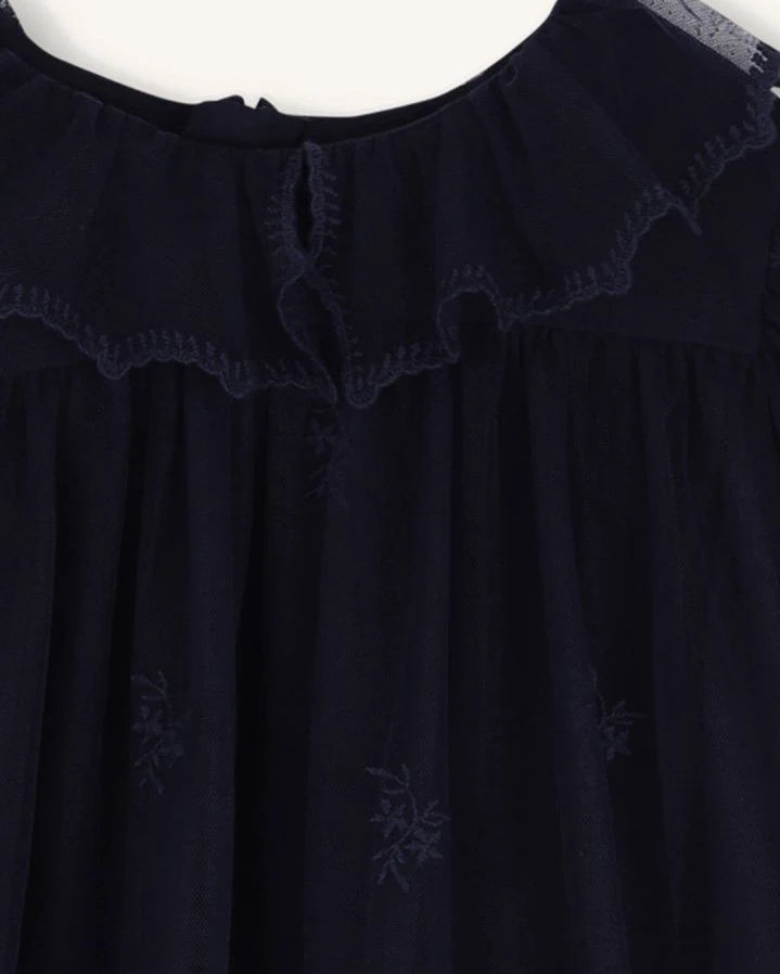 Chloé - Tulle Embroidered Dress | Dark Blue