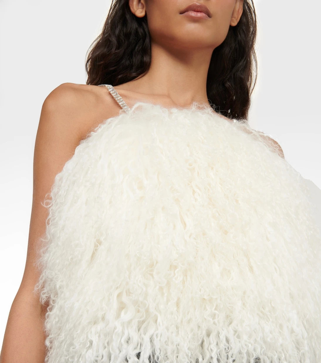 Magda Butrym - Crystal-embellished shearling top