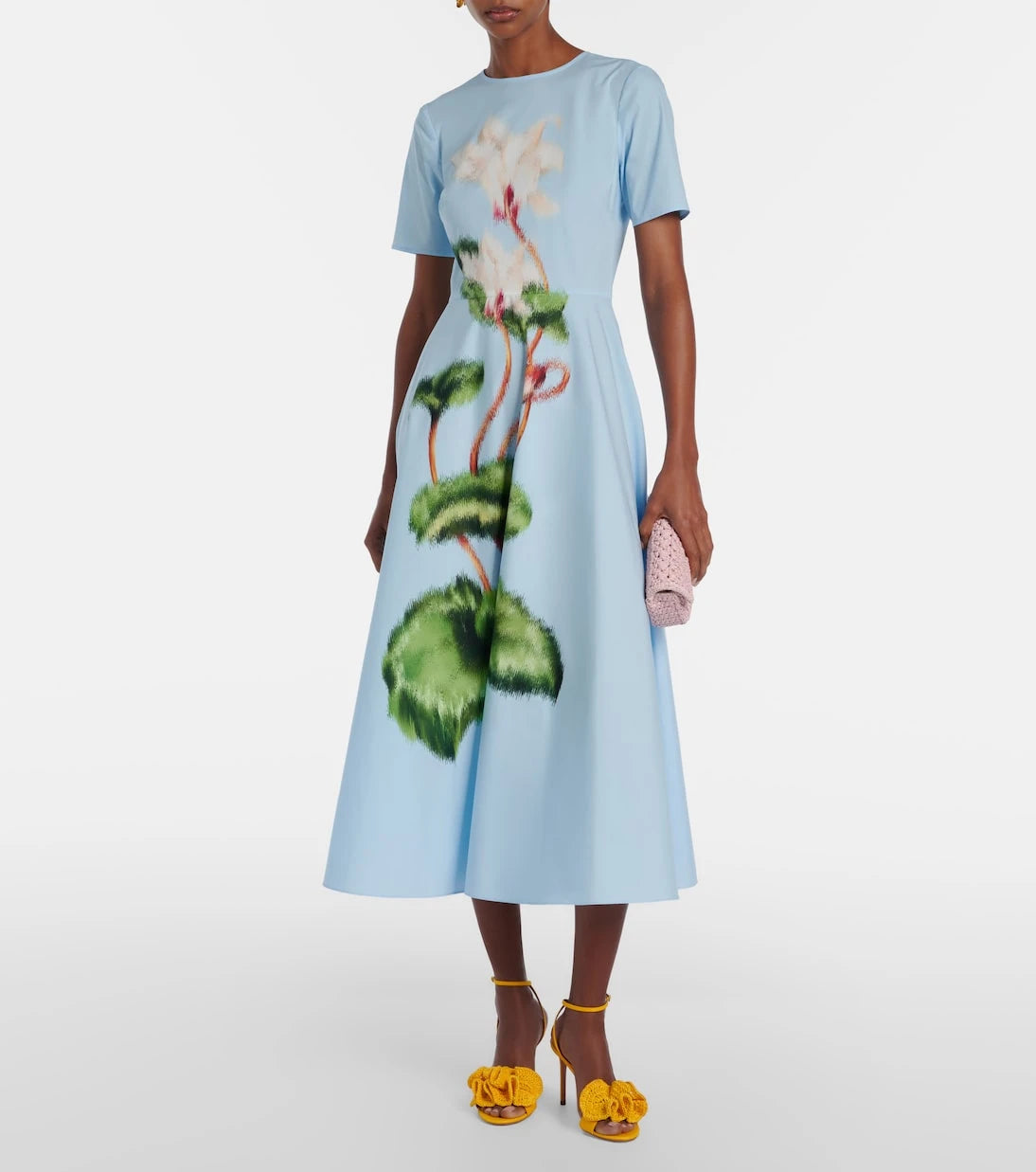 Oscar de la Renta - فستان ميدي من مزيج القطن المطبوع