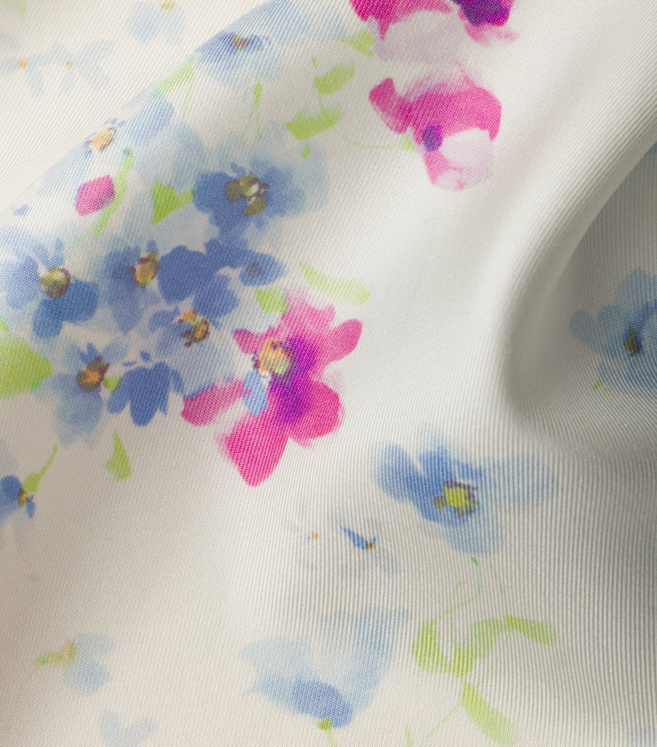 Prada Pink Silk Bouquet Print Scarf