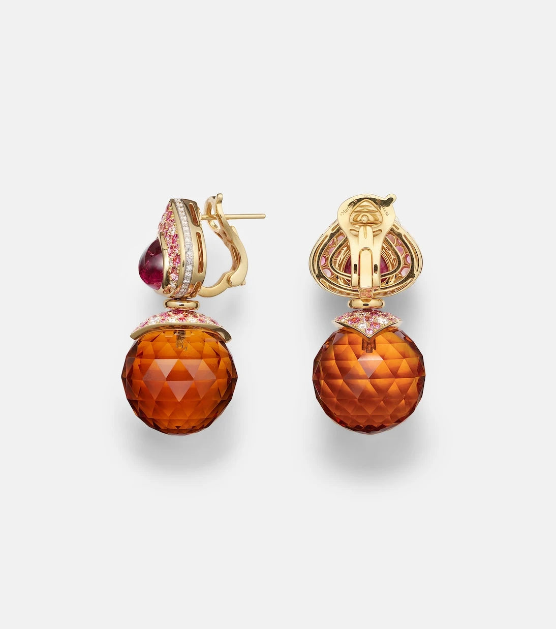 Marina B - Acilla 18kt gold drop earrings with gemstones