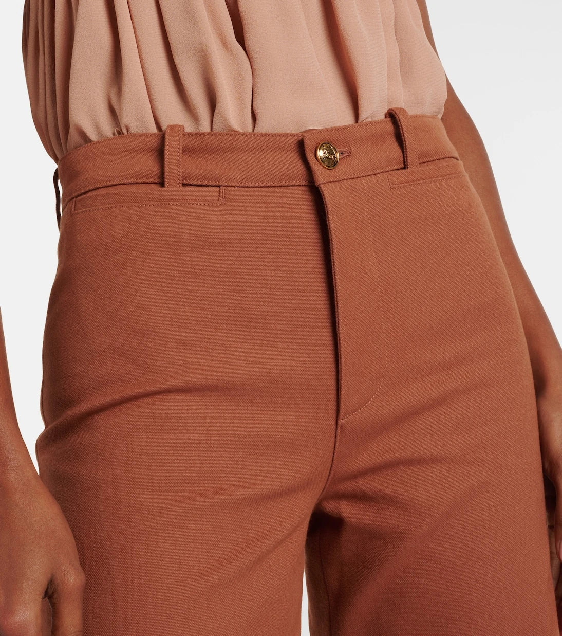 Chloé - High-rise cotton canvas flared pants
