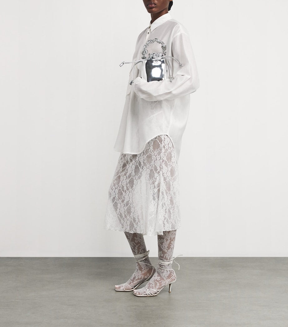 Nadine Mos White Lace Midi Slip Skirt