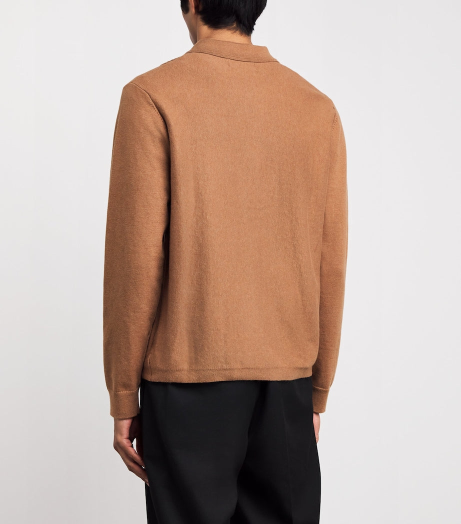 Cotton-Cashmere Ripple Stripe Cardigan