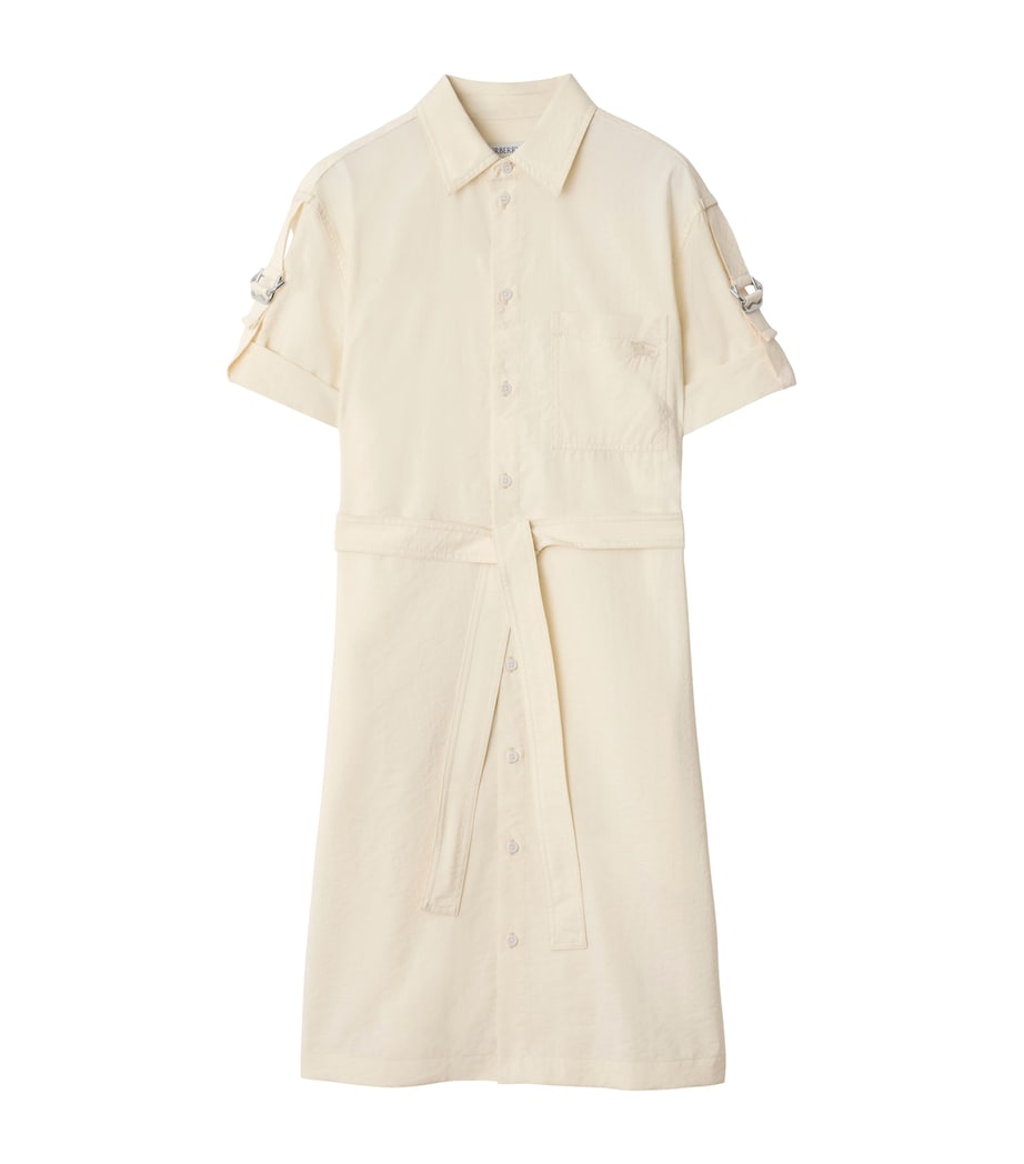 White Silk-Blend Shirt Dress