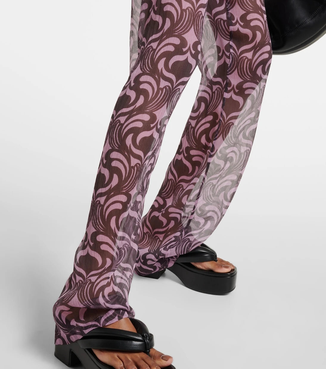 Dries Van Noten - بنطال حريري بقصة مستقيمة ومطبوع بنقشة باشا