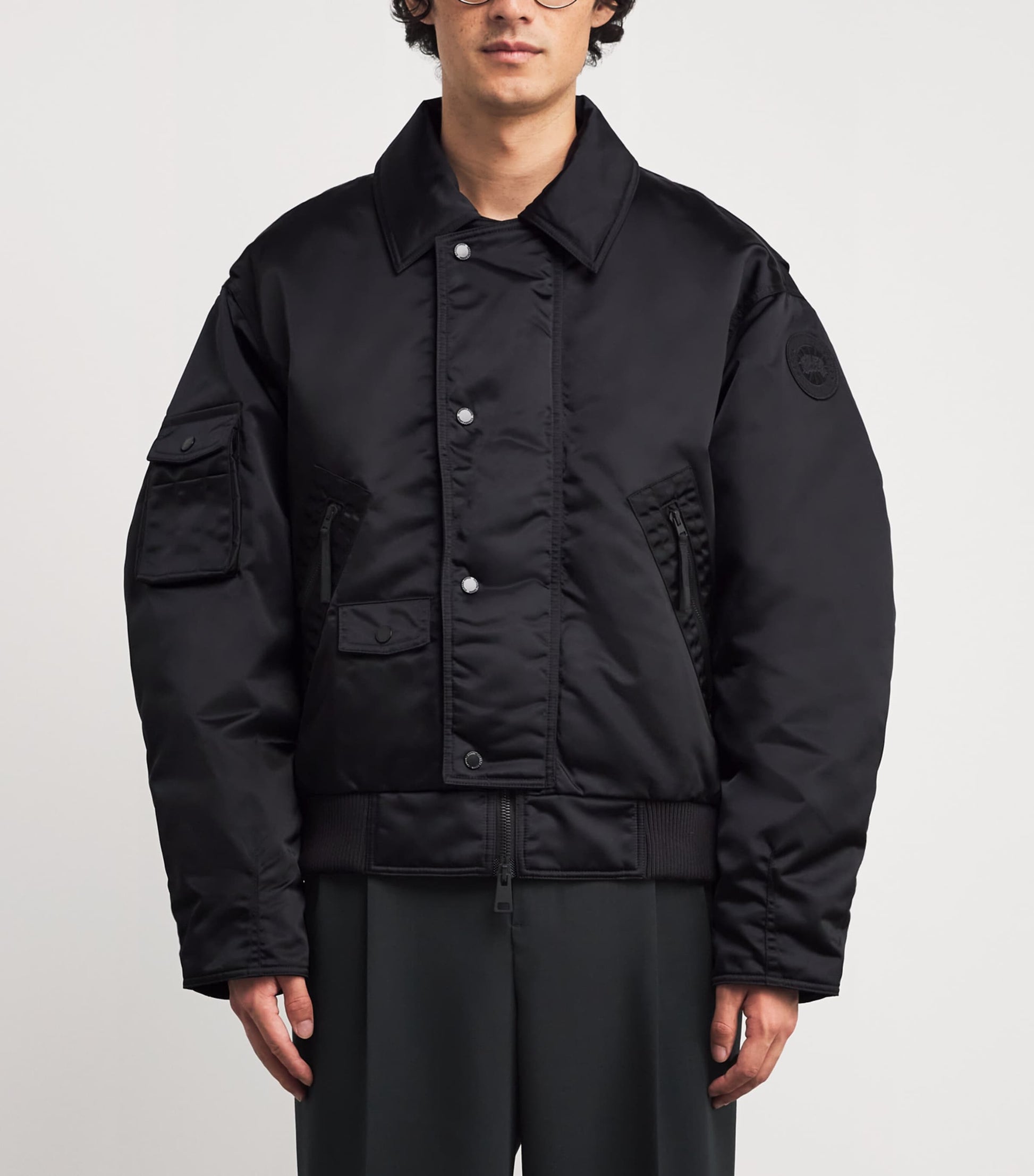 Black Down Seguin Aviator Bomber Jacket