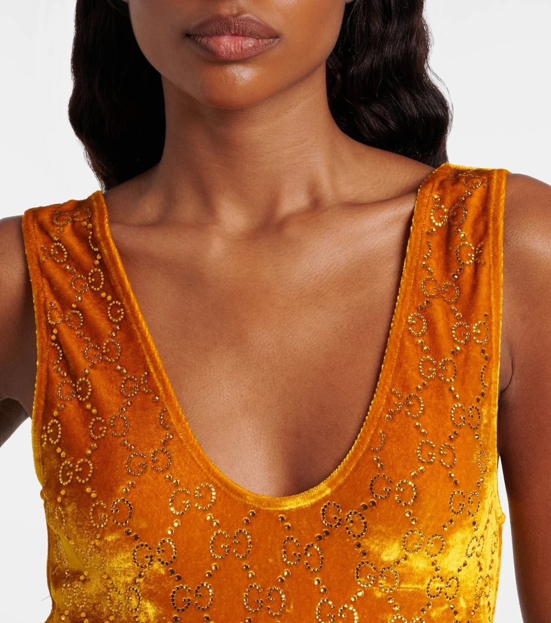 Gucci - GG embellished velvet bodysuit