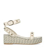 Valentino Garavani White Leather Rockstud Espadrille Sandals 45