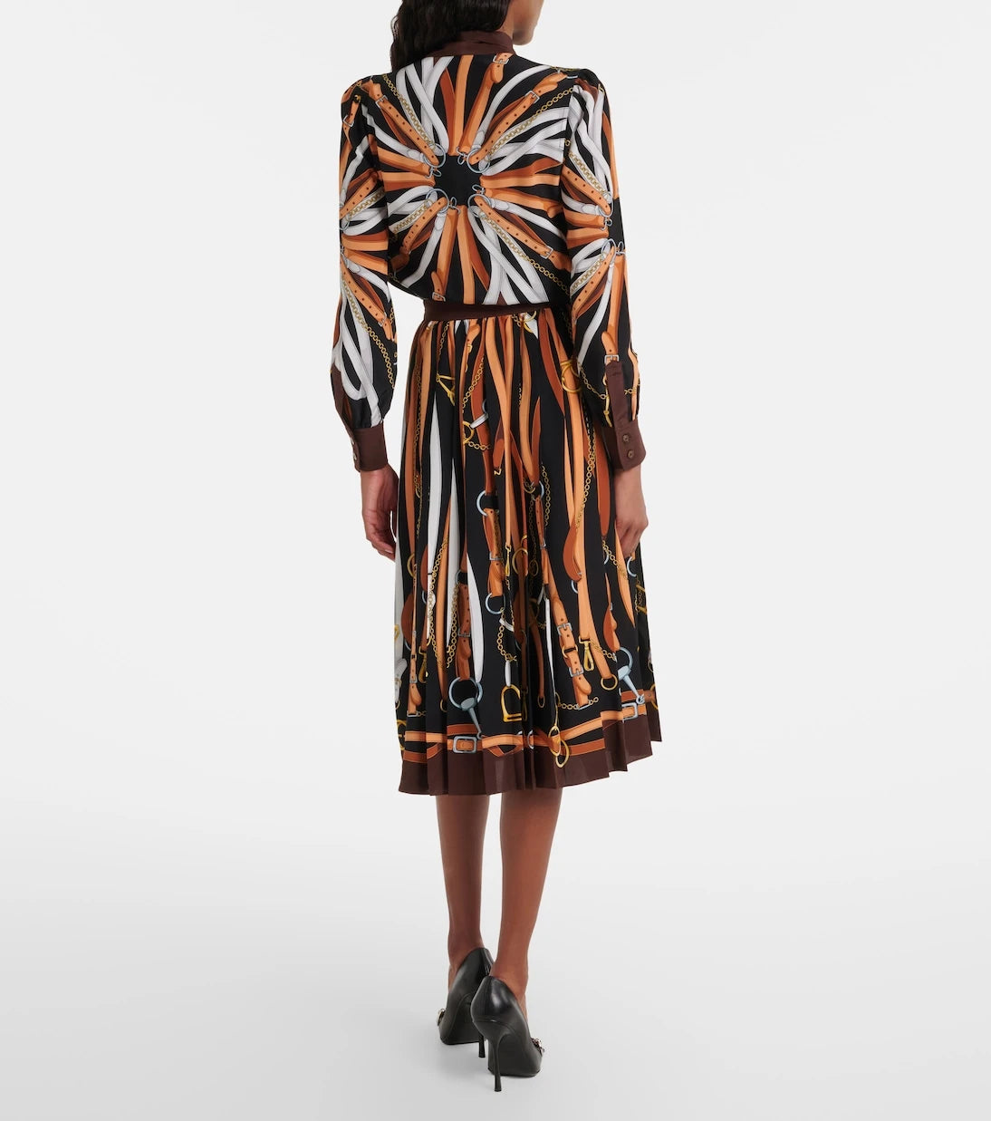 Gucci - Printed tie-neck silk shirt dress