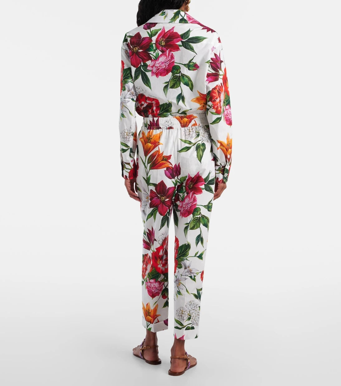 Dolce&Gabbana - Floral high-rise cotton straight pants