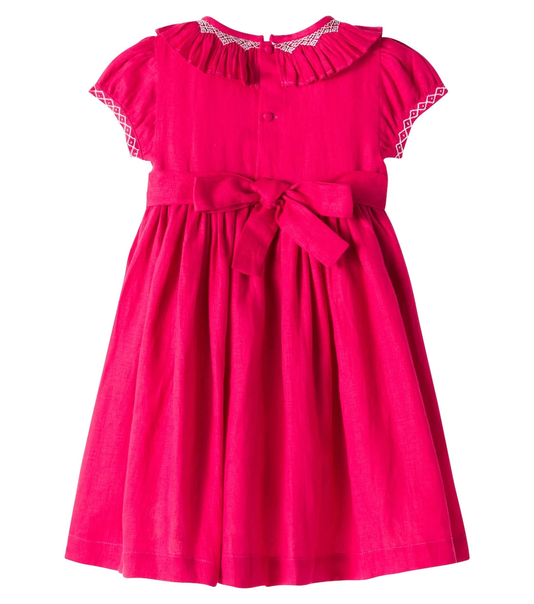 La Coqueta - Embroidered smocked linen dress