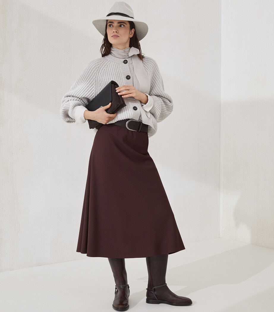 Virgin Wool-Blend Twill Flute Skirt Skirt