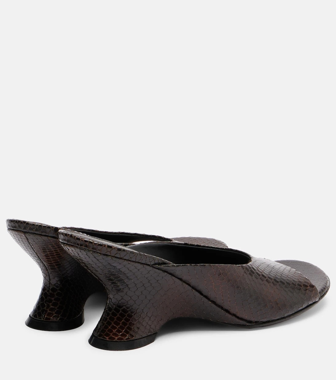 Dries Van Noten - 75 snake-effect leather wedge mules