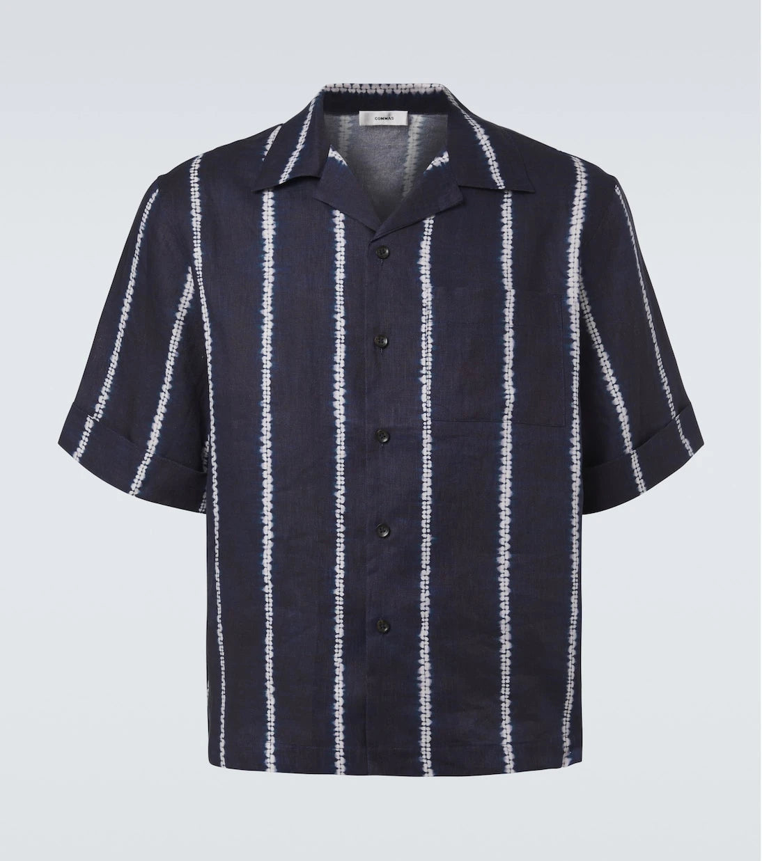 Commas - Striped linen bowling shirt