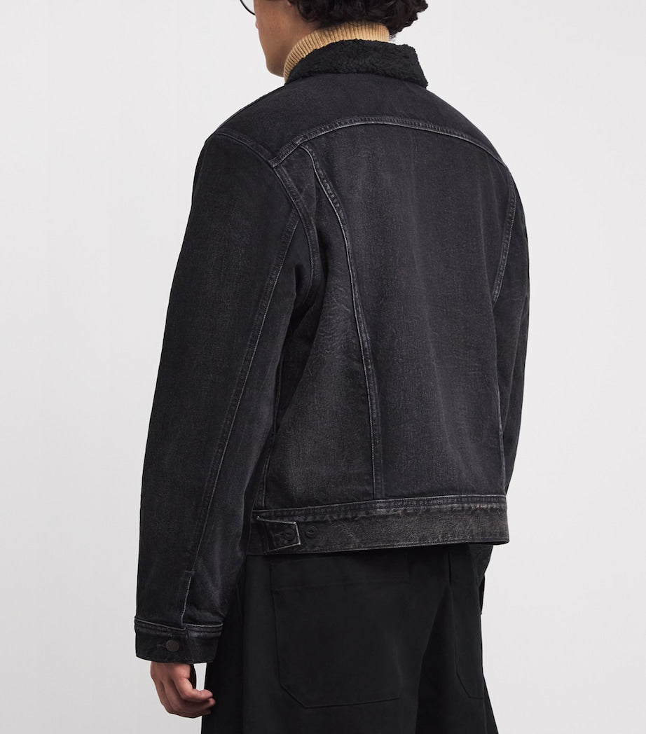 Black Logo Trucker Denim Jacket